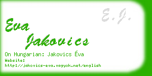 eva jakovics business card